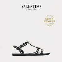 VALENTINO GARAVANI/华伦天奴女士黑色ROCKSTUD 橡胶铆钉低跟凉鞋（36、黑色）