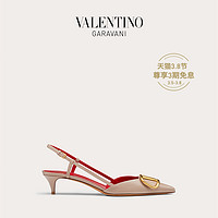 VALENTINO GARAVANI/华伦天奴 VLogo Signature 牛皮后系带高跟鞋（39、裸粉色）