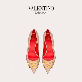 VALENTINO GARAVANI/华伦天奴 VLogo Signature 小牛皮高跟鞋（37、裸粉色）