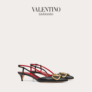 VALENTINO GARAVANI/华伦天奴 VLogo Signature 牛皮后系带高跟鞋（37.5、黑色）