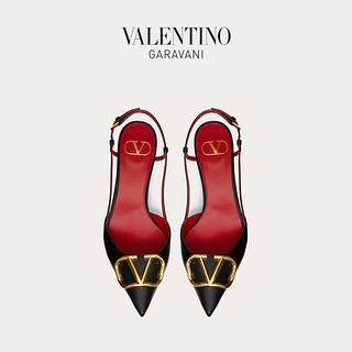 VALENTINO GARAVANI/华伦天奴 VLogo Signature 牛皮后系带高跟鞋（37.5、黑色）