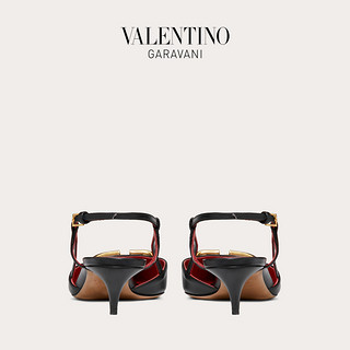 VALENTINO GARAVANI/华伦天奴 VLogo Signature 牛皮后系带高跟鞋（36.5、黑色）