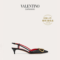 VALENTINO GARAVANI/华伦天奴 VLogo Signature 牛皮后系带高跟鞋（37、黑色）