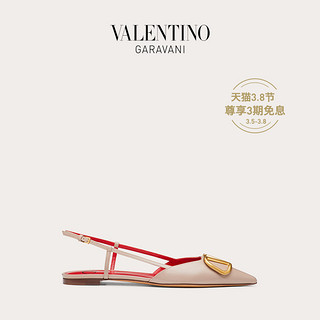 VALENTINO GARAVANI/华伦天奴VLogo Signature小牛皮后系带芭蕾鞋（36、裸粉色）