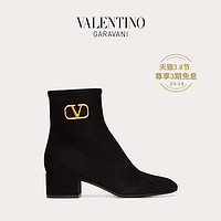 VALENTINO GARAVANI/华伦天奴女士黑色VLogo Signature山羊皮短靴（37、黑色）