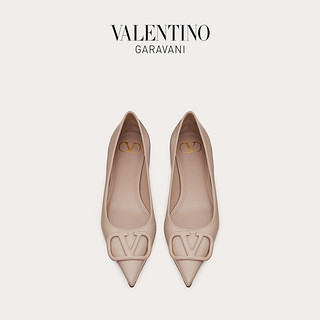 VALENTINO GARAVANI/华伦天奴 VLogo Signature 小牛皮芭蕾平底鞋（36.5、裸粉色）