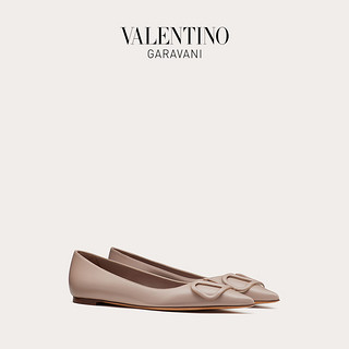 VALENTINO GARAVANI/华伦天奴 VLogo Signature 小牛皮芭蕾平底鞋（36.5、裸粉色）