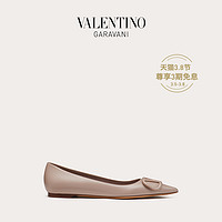 VALENTINO GARAVANI/华伦天奴 VLogo Signature 小牛皮芭蕾平底鞋（37.5、裸粉色）