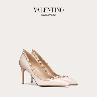 VALENTINO GARAVANI/华伦天奴 女士 ROCKSTUD 漆皮铆钉高跟鞋（34.5、淡粉色）