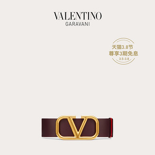 VALENTINO GARAVANI/华伦天奴双面VLogo Signature光面小牛皮腰带（红色、85cm）