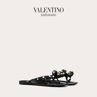 VALENTINO GARAVANI/华伦天奴女士ROCKSTUD 橡胶夹趾铆钉凉鞋（37、黑色）