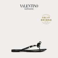 VALENTINO GARAVANI/华伦天奴女士ROCKSTUD 橡胶夹趾铆钉凉鞋（40、黑色）