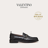 VALENTINO GARAVANI/华伦天奴女士新品ROCKSTUD 牛皮铆钉莫卡辛鞋（39.5、黑色）