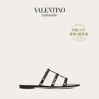 VALENTINO GARAVANI/华伦天奴 女士 ROCKSTUD 拖鞋式平底铆钉凉鞋（34、黑色）