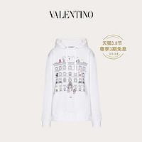 Valentino/华伦天奴#CHEZMAISONVALENTINO 印花纯棉兜帽卫衣（S、白色）