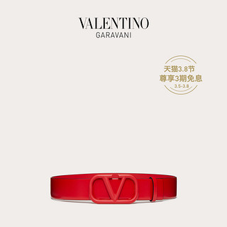 VALENTINO GARAVANI/华伦天奴 VLogo Signature 亮面小牛皮腰带（红色、80cm）