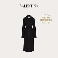 Valentino/华伦天奴女士新品 黑色 皮革装饰双面羊绒大衣（40、黑色）