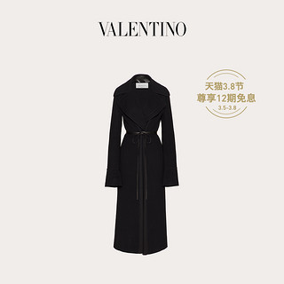 Valentino/华伦天奴女士新品 黑色 皮革装饰双面羊绒大衣（36、黑色）