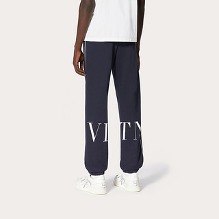 Valentino/华伦天奴男士新品 蓝色 VLTN 印纹平纹针织长裤