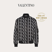 Valentino/华伦天奴男士新品 黑色 VLTN TIMES 印花飞行夹克（44、黑色）