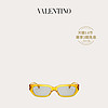 Valentino/华伦天奴女士 VLogo Signature 窄方形醋纤框太阳眼镜（黄色/灰色 53）