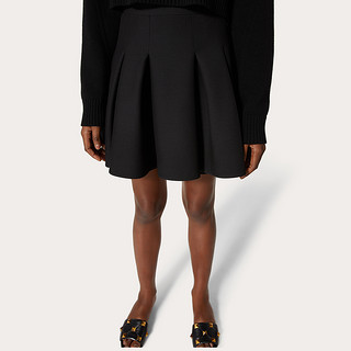 Valentino/华伦天奴女士新品 黑色 Crepe Couture 褶边半裙（42、黑色）