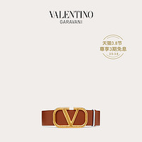VALENTINO GARAVANI/华伦天奴VLogo Signature粒面小牛皮双面腰带（棕色、75cm）