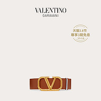 VALENTINO GARAVANI/华伦天奴VLogo Signature粒面小牛皮双面腰带(棕色、70cm)