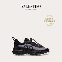 VALENTINO GARAVANI/华伦天奴 SHEGOES 皮革和网眼科技织物运动鞋（37、黑色）