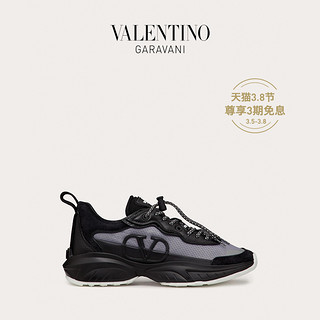 VALENTINO GARAVANI/华伦天奴 SHEGOES 皮革和网眼科技织物运动鞋（39.5、黑色）