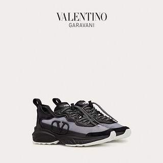VALENTINO GARAVANI/华伦天奴 SHEGOES 皮革和网眼科技织物运动鞋（36、黑色）