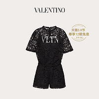 Valentino/华伦天奴女士新品黑色 VLTN 蕾丝平纹针织连体衣（XXS、黑色）