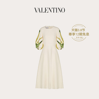 Valentino/华伦天奴女士新品白色Crepe Couture 刺绣连衣裙（38S、白色）