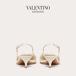 VALENTINO GARAVANI/华伦天奴VLogo Signature小牛后皮系带高跟鞋（35.5、白色）