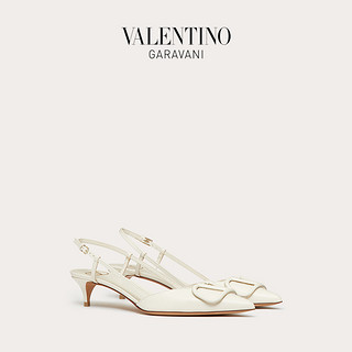 VALENTINO GARAVANI/华伦天奴VLogo Signature小牛后皮系带高跟鞋（38、白色）