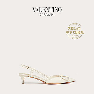 VALENTINO GARAVANI/华伦天奴VLogo Signature小牛后皮系带高跟鞋（35.5、白色）