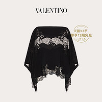 Valentino/华伦天奴女士新品黑色羊绒与蕾丝斗篷（S、黑色）