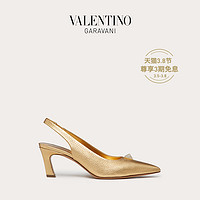 VALENTINO GARAVANI/华伦天奴 Roman Stud小牛皮后系带高跟大钉鞋（35、金属色）