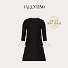Valentino/华伦天奴女士新品黑色 Crepe Couture 刺绣短款连衣裙（48、黑色）