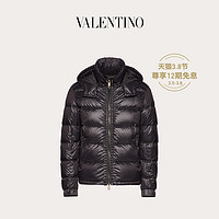 Valentino/华伦天奴男士新品ROCKSTUD UNTITLED 铆钉兜帽羽绒大衣（44、黑色）