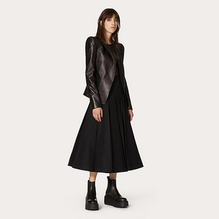 Valentino/华伦天奴女士新品 黑色 皮革夹克（50、黑色）