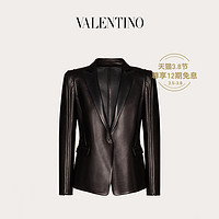 Valentino/华伦天奴女士新品 黑色 皮革夹克（46、黑色）