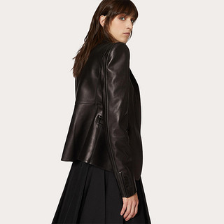 Valentino/华伦天奴女士新品 黑色 皮革夹克（50、黑色）
