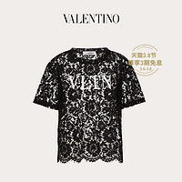 Valentino/华伦天奴女士新品 黑色 VLTN 蕾丝T恤（S、黑色）