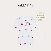 Valentino/华伦天奴女士新品 白色 VLTN 刺绣平纹针织T恤（XL、白色）