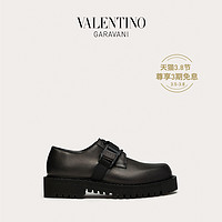 VALENTINO GARAVANI/华伦天奴男士黑色VLTN 搭扣小牛皮德比鞋（42、黑色）