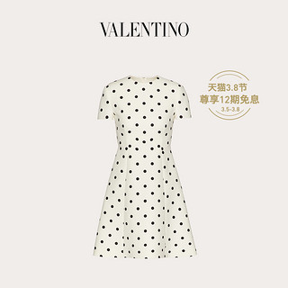 Valentino/华伦天奴女士新品 白色 波点印花Crepe Couture连衣裙（38、白色）