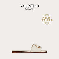 VALENTINO GARAVANI/华伦天奴 VLogo Signature 小牛皮平底拖鞋（35.5、白色）