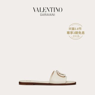 VALENTINO GARAVANI/华伦天奴 VLogo Signature 小牛皮平底拖鞋（41.5、白色）