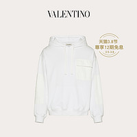 Valentino/华伦天奴男士新品 白色 尼龙口袋棉质兜帽卫衣（L、白色）